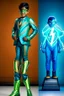 Placeholder: the flash fan and is Indian 11 year old kid with emerald lighting symbol and blue suit and orange boots