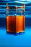 Placeholder: 3d cube with orange color under blue water