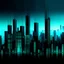 Placeholder: Digital illustration of a minimalist and digital city, colors are black, light blue and light green (#CCE7D5).