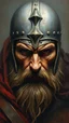 Placeholder: Bosch painting style , a face of a warrior