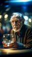 Placeholder: portrait of confused old man holding a glass bowl in glass nursery having grown beaks and claws, bokeh like f/0.8, tilt-shift lens 8k, high detail, smooth render, down-light, unreal engine, prize winning