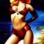 Placeholder: fullbody portrait of 'beautiful blonde Sexy busty Natasha Romanov',wearing skintight latex bikini suit,hyperrealistic skin,Hyperrealistic crystal clear eyes,painting by gaston bussiere, greg rutkowski, yoji shinkawa, yoshitaka amano, tsutomu nihei, donato giancola, tim hildebrandt, oil on canvas, cinematic composition, extreme detail,fit full head inside picture,32k