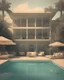 Placeholder: Ecco un prompt che puoi utilizzare per generare un'immagine con l'atmosfera richiesta: --- "Create a vintage-style pool party scene with a macabre twist. The setting should evoke an old-school aesthetic with muted colors and retro elements. The pool area should be empty of people but filled with eerie details: cobwebs hanging from the poolside furniture, an old, weathered pool float partially deflated in the water, and shadows that suggest something unsettling lurking just out of view. The ove