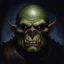 Placeholder: dnd style dark fantasy medieval ogre broken skull. mugshot. oil painting.