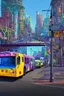 Placeholder: los Angeles metro bus Pixar, Disney, concept art, 3d digital art, Maya 3D, ZBrush 3D shading, bright colored background, radial gradient background, cinematic, Reimagined by industrial light and magic, 4k resolution post processing