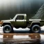 Placeholder: photorealistic shot, muddy military toy truck, monotone color palette, sharp focus, puddle reflection, tire water splash, refraction, mist on the horizon, shadowcast, detailed and intricate, cinematic composition, micro, tilt shift photography