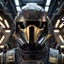 Placeholder: star wars bald male corellian pilot wearing gunmetal grey and black First Order TIE pilot armored flightsuit and helmet with gold trim inside the jedi temple, centered head and shoulders portrait, hyperdetailed, dynamic lighting, hyperdetailed background, 8k resolution, volumetric lighting, light skin, fully symmetric details