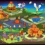 Placeholder: Village in the cosmos in pokemon style and dr seuss style