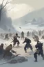 Placeholder: scena di combattimento stile Jakub Rozalski