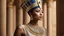 Placeholder: Nefertiti, the daughter of Pharaoh Ay, stirred from her slumber in the opulent palace. With a regal grace that spoke of her royal heritage, she rose from her bed and adorned herself in a sheer linen dress, the fabric whispering against her skin like a gentle breeze. Adorning herself with jewels that sparkled like stars in the morning light, Nefertiti made her way to the grand chariot that awaited her outside. With a bundle of sweet dates in hand, she stepped into the chariot, her royal wand and