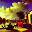 Placeholder: Neon colors with goats in the sky by Vermeer