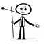 Placeholder: thin stick man with a bow tie black and white