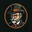 Placeholder: professor balthazar with a hat in style of logo