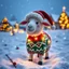 Placeholder: festive Whimiscial sheep in snow, with lights dressed for Christmas in holiday sweater