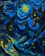 Placeholder: A dark blue demonic realm with jagged shapes painted by Vincent van Gogh