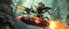 Placeholder: hairy macho gremlin octopus lizard aliens living in a hi tech marvellous hot dog art graphics and gems on rocket with a mounted sling shot mega harpoon, heading for venus , background motion blur and smoke swirls, and cheeky slug through giant ancient forest