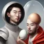 Placeholder: portrait of one korean man with giant egg head