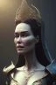 Placeholder: Lena Headey as evil queen in black leather, busty, cleavage, dominatrix, curvy, angry, stern look. character design by cory loftis, fenghua zhong, ryohei hase, ismail inceoglu and ruan jia. unreal engine 5, artistic lighting, highly detailed, photorealistic, fantasy