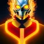 Placeholder: ultra detailed fullbody portrait of Ghost Rider, wearing skintight red costume, extremely detailed digital painting, intrincate, extremely detailed smiling face,crystal clear Big Green eyes, in the style of Adam Hughes , mystical colors , perfectly centered image, perfect composition, rim light, beautiful lighting,8k, stunning scene, raytracing