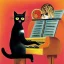 Placeholder: cat playing piano in style of frida kahlo painting