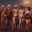 Placeholder: Realistic photo, American shot view, old man monkey, cabaret scene, steampunk. Women, Drunken, Sunglasses, smoking, happy, hot. Many people background, highly detailed, concept art, unreal engine 5, god rays, ray tracing, RTX, lumen lighting, ultra detail, volumetric lighting, 3d, finely drawn, high definition, high resolution.