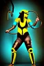 Placeholder: Realistic photograph. Geometric 3D tiling on the background, Egyptian. Bronze color, Yellow, Black Cyan, Cyber-punk, full-mask, big old AKG headphones, golden rings & disc, fencing mask. Selfie both hands. Asa Akira, lightly armored, electronic circuits. Thick tights, thick calves, bend fell, wide hip, flat belly. Ancient artifact attached. Perfect body. Matrix movie clothes, Silver leather area, tippet, latex. Wicked sneakers. Daft Punk, Tron Movie. Haute Couture. 1990's. Ancient telephone