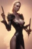 Placeholder: Brandi Love in black leather gown, evil, busty, cleavage, curvy, angry, happy, stern look. character design by cory loftis, fenghua zhong, ryohei hase, ismail inceoglu and ruan jia. unreal engine 5, artistic lighting, highly detailed, photorealistic, fantasy