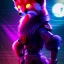 Placeholder: A fox fursona, Furry art, Digital art, cyberpunk, High quality, Backlighting, female, anthropomorphic, full body portrait, 8k resolution, fox tail, Realistic, high quality, great details, within portrait, masterpiece, best quality, cinematic lighting, detailed outfit, vibrant colors, perfect eyes, furry, human body, robotic arm, sfw, robotic, in the style of titanfall, highly detailed face, perfectly drawn