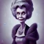 Placeholder: extrem tim burton style of old evil lady stepmother, sharp focus