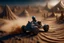 Placeholder: silicone diorama of a weird surrealist sympathetic character in the desert wasteland driving on a go cart track , hyper photorealistic, hyper detailed dark art color, high resolution, fog, octane render, tilt shift