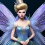 Placeholder: Tinker Bell fairy,detailed eyes, disturbed expression.intricate detaile,thnically accurate face, intricate head dress,intricate blu fairy dress, detailed hair, detailed feathers,fairy wings use dynamic palette, accurate proportions, high contrast black smokey bokeh background. d & d style.