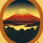 Placeholder: Ukiyo-e Style , mount fuji, sun set