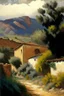 Placeholder: Spanish landscape oil painting, detailed