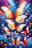 Placeholder: vibrant psychedelic oil painting image, airbrush, 64k, cartoon art image of background WHITE BUTTERFLIES , futurism style