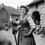 Placeholder: [high res photography by Ray Harryhausen] Joan:A farmer girl from Domremy, a village in medieval France, points the camera to say "THANK YOU"