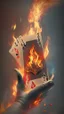 Placeholder: hand of flaming cards