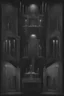 Placeholder: Background scenery the toomb of vampire Count Strahd Von Zarovich. Dark, gloomy, ebony coffin with brass. No people.