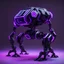 Placeholder: neon black and purple quadrupedal robot with a 3D hexagon for a head