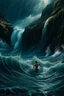 Placeholder: A cave with covered with waterfalls