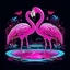 Placeholder: A pair of flamingos in a pool, whimsical, exotic, neon lighting, T-shirt design graphic, vector, contour, white background