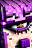 Placeholder: a close-up portrait of a purple Minecraft face, lipstick and eyelashes, 3d, large pixel style