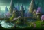 Placeholder: Immersive​ fantasy elven town city in the deep forest with ancient elder tree beautiful blossom nature river 4k full hd