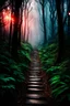 Placeholder: pathway leading into a Dark forest. fantasy