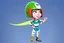 Placeholder: whimsical cartoony character with racing clothes and helmet