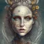 Placeholder: watercolor illustration ,singer Danish MØ, intricate detail , rusty metal, Dryad, sidhe, ominous, portrait,high lighting,