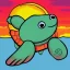 Placeholder: cartoon turtle and sunset