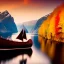 Placeholder: Nærøyfjorden Verdsarvpark, autumn, jim west with one eye on a viking ship, in the style of pixar