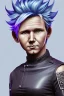 Placeholder: Detailed cute anime Gordon Ramsay, blue hair buns, purple bangs, black latex bodysuit, intricate details, full body portrait, keep head in frame, slight smile, black Japanese motif, concept art, highly detailed, digital painting, concept art, sharp focus, illustration, art by Yoji Shinkawa, WLOP and greg rutkowski and alphonse mucha and artgerm and yanjun Chen and Junji ito and Makoto Shinkai, HDR, octane render