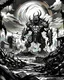 Placeholder: A doomsday day with no arms like impact frames like anime Black and white