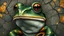 Placeholder: Portrait of a beautiful glamorous frog woman, textured and cracked paintings with golden spots, 3D, 8K, best quality, fine drawing, high detail, hyperrealism, high resolution, high definition, multi-layered, highest focus, hyper sharpness, hyperfocus, vignette
